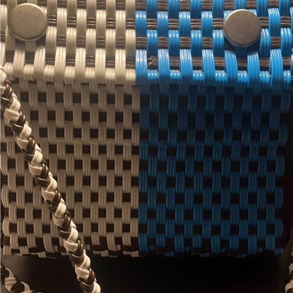 Woven Blue and Gray Handbag